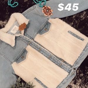 Brand new fur denim jacket